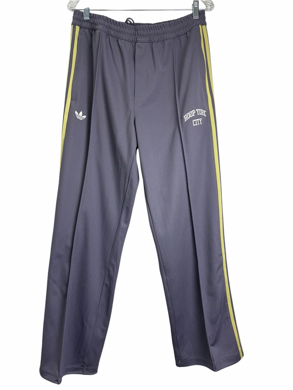 adidas Originals Hoop York City Track Pants Gray Yellow Zip Pockets Mens M
